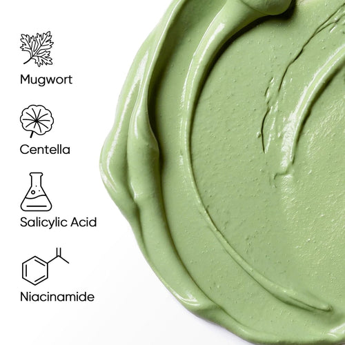 Mugwort Clay Stick Face Mask with Centella & Salicylic Acid | Redness Soothing and Breakout Control with Gentle Exfoliating, Balanced Purifying Wash-Off Facial Mud Mask