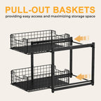 Under Sink Organizer, 2-Tier Pull Out Cabinet Organizer, Kitchen Bathroom Organizer and Storage, Spice Rack for Kitchen, Multi-Use Sliding Drawers Shelves (1, Black)
