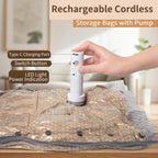 Vacuum Bags for Travel with Rechargeable air Pump, Carry-on Size Compression Packing Bags for Luggage and Suitcase, Space Saver